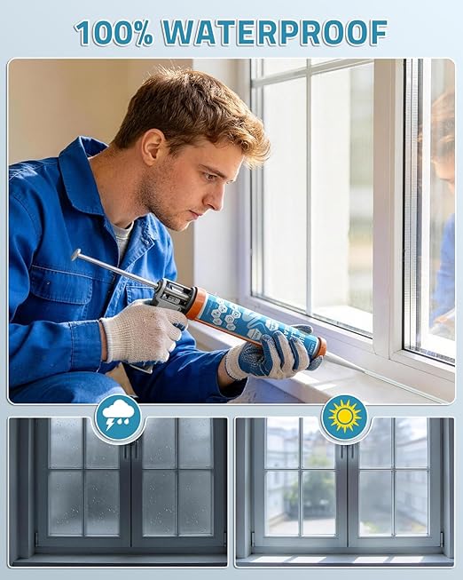 PAULINN 12 Packs Clear Silicone Sealant Waterproof 100% Silicone Caulk for Kitchen & Bathroom