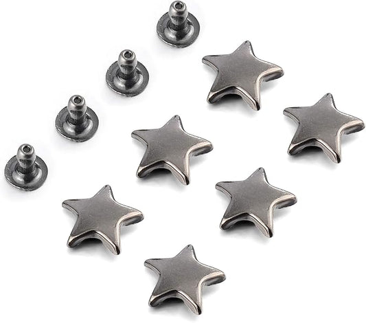 100 Sets 12MM Gun Metal Star Rivets for Leather Star Rivet Studs Garment Rivets Leather Rivets Studs and Spikes for Leather Craft Clothing Bags Belts Dog Collar Shoes DIY Rivets 15/32 Inch