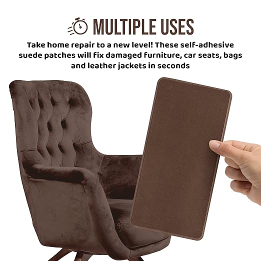 Instant MastaPlasta Suede Premium Repair Patch - Gray Suede - 8in x 4in (20cm x 10cm) -Self-Adhesive Suede Upholstery-Quality Patches for Sofas, Car Interiors, Bags, Shoes & More