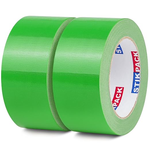 2 Rolls Green Duct Tape, Heavy Duty Strong Industrial Colored Duct Tape 9mil x 2inch x 25yds Flexible, No Residue, Waterproof and Tear by Hand, Multi-Use for Indoor & Outdoor Repairs