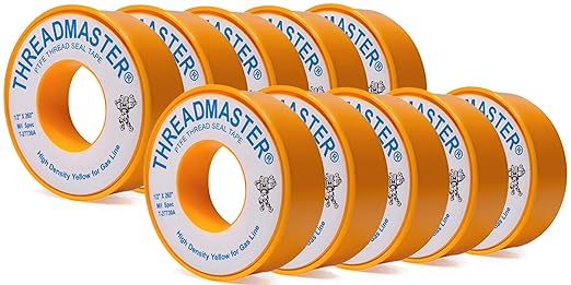 TAPEWELL Yellow Gas Pipe Thread Sealant Tape - Pack of 10-260" X 1/2" Plumbers Tape - for Propane, Natural Gas and More