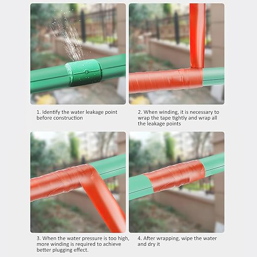 SHINEOFI Silicone Rubber Pipe Repair Tape Self-Adhesive Flexible Sealant for PVC Ppr Metal Pipes Leak Repair Insulation and Oxidation Resistant Maintenance Tape