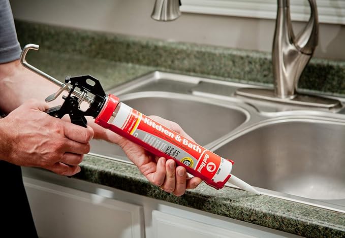 Red Devil 0887 Kitchen & Bath Low Odor Silicone Sealant, 10.1 Oz, Clear, Pack of 1