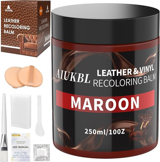 Leather Recoloring Balm, Leather Color Restorer, Leather Restorer for Couches, Leather Scratch Remover, Leather Scratch Repair, Leather Repair Kit for Furniture, Leather Dye (Maroon)