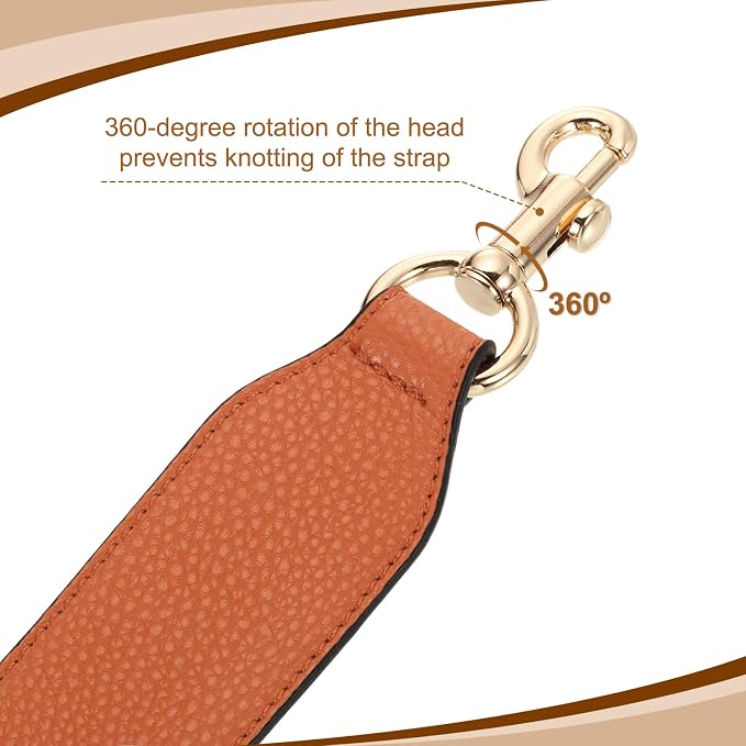uxcell 22.83 Inch PU Leather Short Bag Strap with Clasp, Purse Handles Handbags Replacement Straps for Clutch Bag Crossbody Underarm Bags, Orange, Gold Buckle