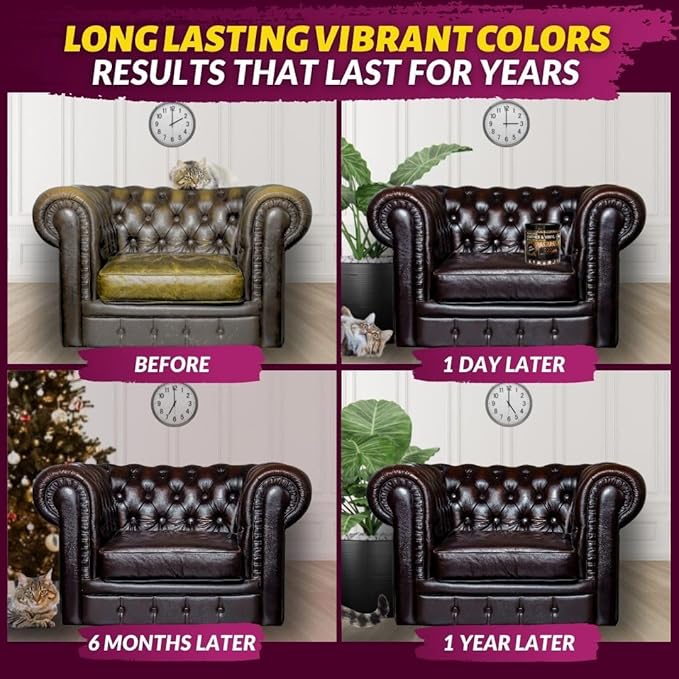 COCONIX Leather & Vinyl Recoloring Balm - Pure Black | Restore Faded, Worn, and Peeling Leather and Vinyl on Sofas, Chairs, and Car Seats | Vibrant Colors with Simple Application