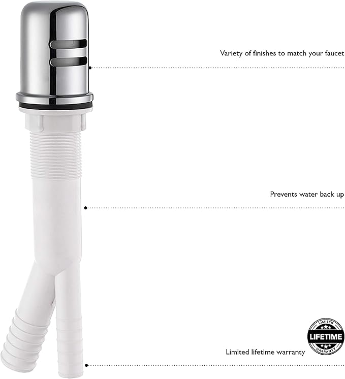 Design House 522979 Dish Washer Air Gap with Cover, Prevent Drain Water Back Up, Brushed Bronze 1.8 inches x 1.8 inches x 9 inches