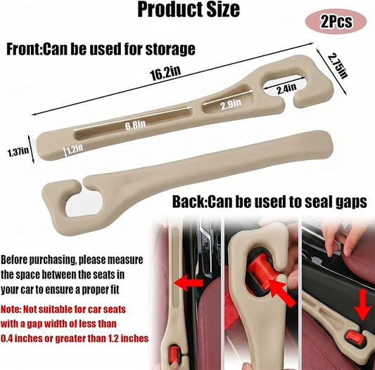 2PCS Car Seat Gap Filler, PU Leather Seat Gap Filler Strip, Anti-Drop Car Seat Gap Plug Catcher, Car Gap Seat Filler Between Seats for Cars SUVs Trucks (Beige)