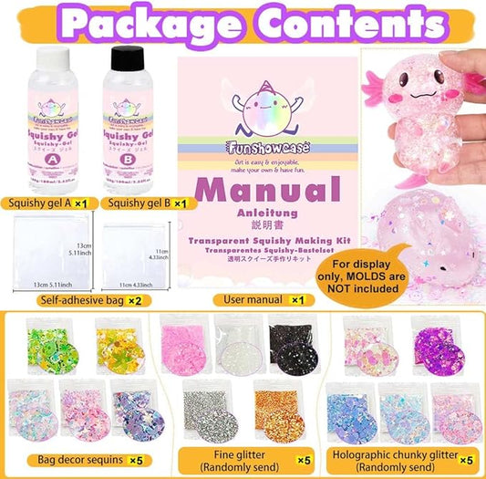 Taba Squishy Making Kit Clear Gel Flex Rubber Crystal Liquid Silicone 6.8oz Pack