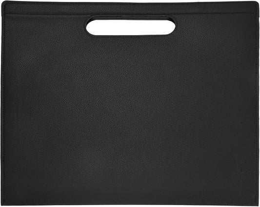 PATIKIL Leather Folder, 13.3x12.6 Magnetic Leather Document Holder File Folder PU Pouch Bag Portfolio File Organizer Handbag Personal Envelope Waterproof for Traveling Men Gift, Black