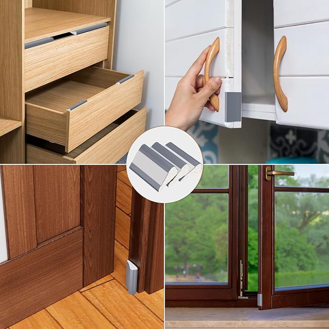 3Pcs×196" Wedge-Shape Foam Window Weather Stripping Door Seal Strip,Soundproofing Frame Insulation Tape for Exterior Front Door,Noise Cancelling Window Inserts,Door Gap Filler Light Blocker,Gray