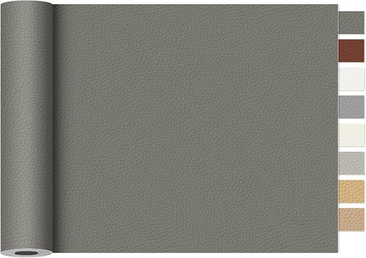 Leather Repair Tape,16 x 30 Inches Self Adhesive Leather Repair Patch，Leather Repair Kit for Furniture，Couches,Car Seats,Cabinets,Handbags(Grey)