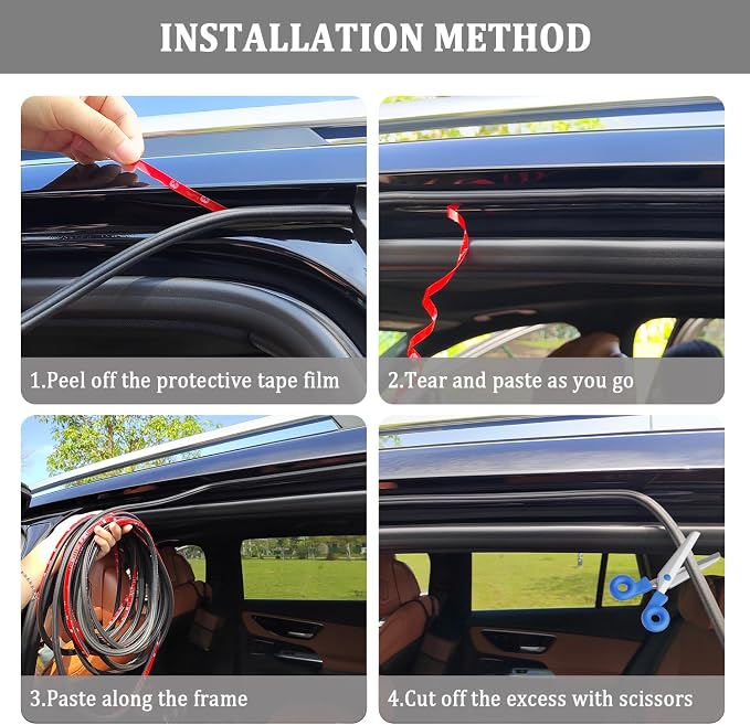 52.5Ft Car Door Seal,Thickened Rubber Automotive Weather Stripping for Hoods,Trunks,Windows,Universal Soundproof Car Weather Stripping Car Accessories for Most Car,Truck,SUV (52.5Ft)
