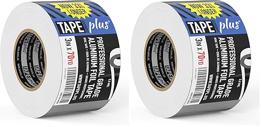 TapePlus Aluminum Foil Tape - Heat-Resistant HVAC Tape - Waterproof Weather Barrier - High-Temp Thermal Seal - 3 in x 210 ft, Silver (Pack of 2)