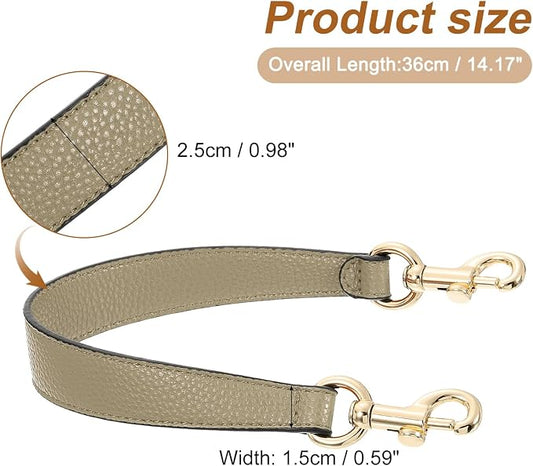 uxcell 14.17 Inch PU Leather Short Bag Strap with Clasp, Purse Handles Handbags Replacement Straps for Clutch Bag Underarm Bags, Khaki, Gold Buckle