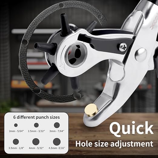 XOOL Belt Hole Puncher for Leather, Precision Multi-Size Leather Hole Punch for Watch Bands, Straps, Collars, Saddles, Shoes, Fabric, DIY Home, Craft Projects
