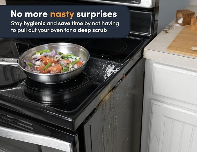 Linda’s Essentials Silicone Stove Gap Covers (2 Pack), Heat Resistant Oven Gap Filler Seals Spaces Between Stovetop and Counter, Easy to Clean Stove Side Guard (30 Inches, Black)