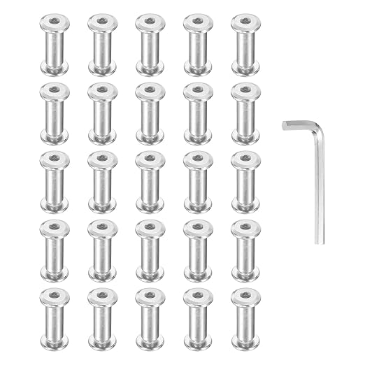 PATIKIL M6x6mm Hex Chicago Screws 8x20mm, 20Pcs 304 Stainless Steel Metric Hex Drive Socket Cap Binding Post Screw Posts for Scrapbook Leather Belt Album Furniture Repair, Silver