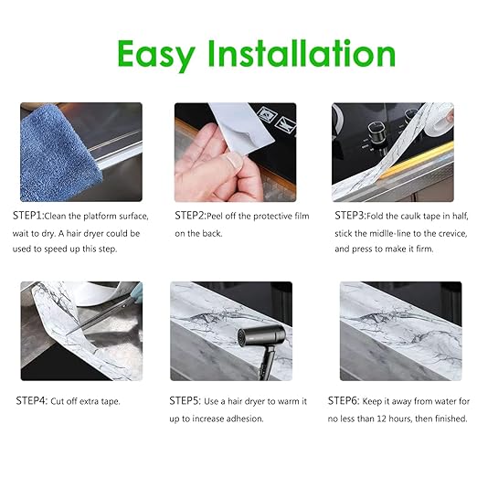 1.5" * 10.5' Kitchen & Bath Tape Caulk Strip, Upgraded Acrylic Glue PVC Self Adhesive Waterproof Caulking Sealing Tape, Decorative Sealant Trim for Kitchen Sink Toilet Bathtub (White)