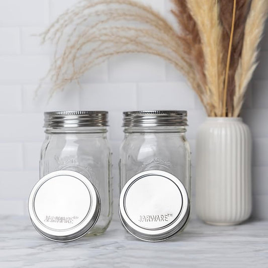 Jarware Stainless Steel Mason Jar Lids, Set of 8 Regular Mouth Lids for Mason Jars
