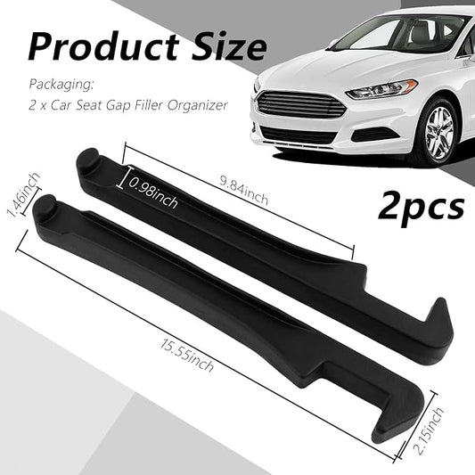 3 in 1 Car Seat Gap Filler Organizer,2PCS Multifunctional Car Seat Gap Plug with Storage Slot & Hook Function,Anti-Drop Cars Gaps Seats Filler Cars Clutter Catcher for SUVs Trucks (Black)