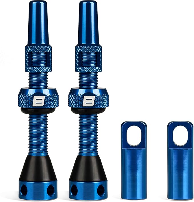 BWSHLF Tubeless Presta Valve Stem 40/44/55/60/65/70/80/100 mm, Super Light Alloy Presta Valve Stem Kit with Valve Core Remover Tool and Valve Stem Caps - Multiple Color and Size Options(Pair)