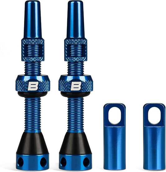 BWSHLF Tubeless Presta Valve Stem 40/44/55/60/65/70/80/100 mm, Super Light Alloy Presta Valve Stem Kit with Valve Core Remover Tool and Valve Stem Caps - Multiple Color and Size Options(Pair)