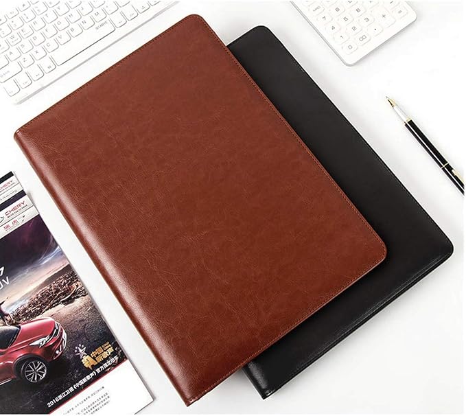 Business Portfolio Folder for Men Women, Padfolio Cover, Conference/Resume/Legal Document Organizer with Letter/A4 Size Clipboard Hardboard, Business Card Holders, Document Sleeve, Black