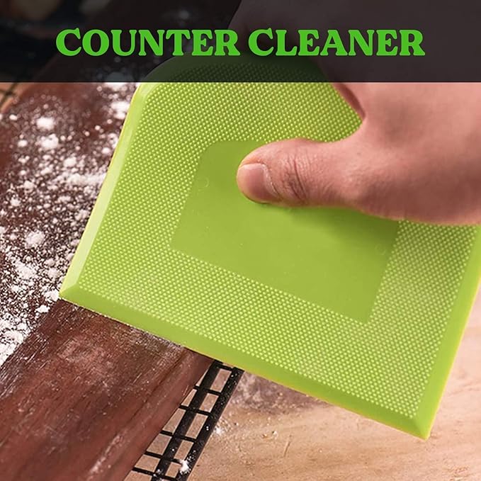 SURDOCA Dough Scraper Bench Scraper - 3P 5.9x4.3" Plastic Flexible Bowl Scraper, Sharp Edge & Angles Cake Scraper. Non-Slip Bakeware Decorating Tools Sculpting & Modeling Tools - Green+Pink+Green