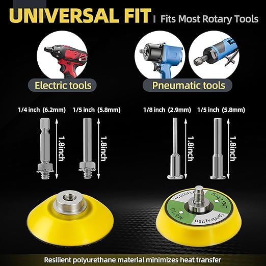 251Pcs 2 Inch Sanding Disc Drill Polishing Kit Sanding Attachment Assorted 60-10000 Grit, Wet Dry Silicon Carbide Hook & Loop Sandpaper with Sanding Pads and Soft Foam Buffering Pad for Car Wood Metal