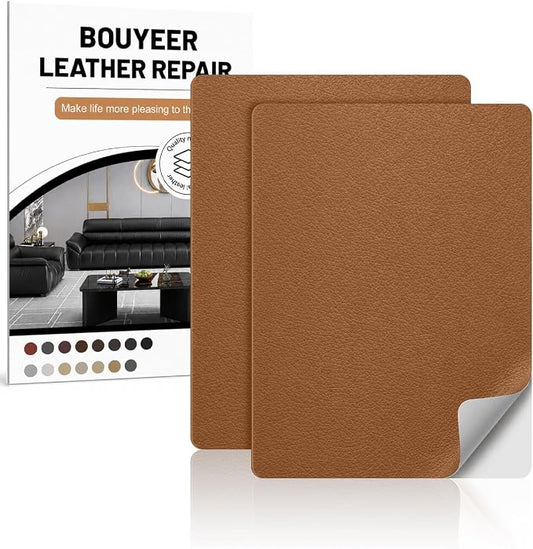 Leather Repair Patch Tape Kit,Self Adhesive Leather Repair for Sofa，Car Seat,Office Chair,Furniture,Jacket,Waterproof Strong Adhesive Vinyl Repair Kit. 8 in x 11 in,Light Brown
