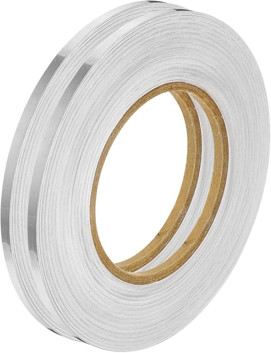 HARFINGTON 2Pcs Floor Tiles Silver Foil Lines Metallic Mirror Tape 0.2" x164 Ft Self Adhesive Decor Floor Wall Seam Sticker Waterproof Gap Sealing Tape for Kitchen Bathroom Cabinet