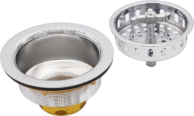 Westbrass A213-26 3-1/2" Wing Nut Twist Style Large Kitchen Sink Basket Strainer, Polished Chrome