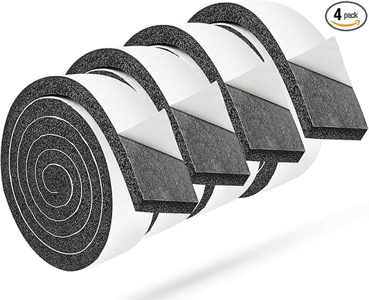 4 Rolls 2 Inch W 1/2 Inch T Weather Stripping Air Conditioner Open Cell Foam Seal Tape, Window Insulation High Resilience Seal Strip for Doors Window,Total 21FT