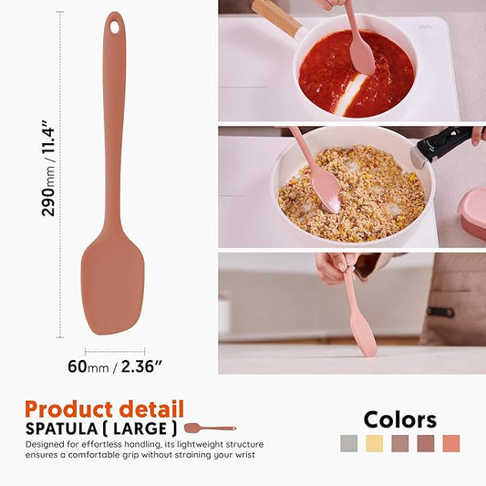 Platinum Silicone Spatula – BPA Free Silicone Spatula for Cooking – Heat Resistant Cooking Utensils for Non Stick Pans – One-Piece Spoonula for Baking, Mixing & More – Kitchen Scraper 11.4” IndiePink