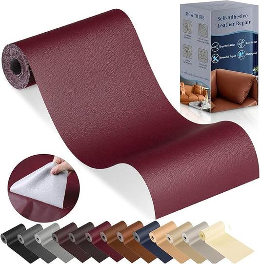 YAFLC Leather Repair Patch for Furniture, 4" x 63" Self Adhesive Leather Repair Kit Vinyl Repair Tape for Car Seat Sofa Jackets Couches Chair Fuchsia
