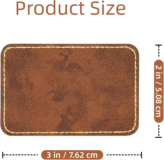 40 Pcs Blank Leather Hat Patches for Laser Engraving Iron On Heat Press 3 x 2 Inches Rectangular Brown