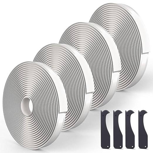 4 Pack Butyl Tape Bulk,1/8" x 3/4" x 30 ft, White Butyl Sealant Tape, Butyl Rubber Caulk Tape, Perfect Butyl Tape RV Window Sealant Tape, Roof Caulk Tape, Butyl Rubber Roll, EPDM Rubbers Roof Patching