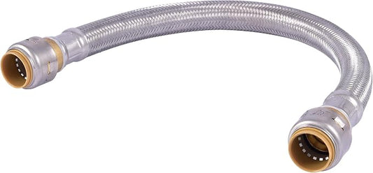 SharkBite Max 3/4 Inch x 3/4 Inch x 18 In. Braided Flexible Repair Coupling Hose, Push-to-Connect Brass Plumbing Fitting, UR3016FX18