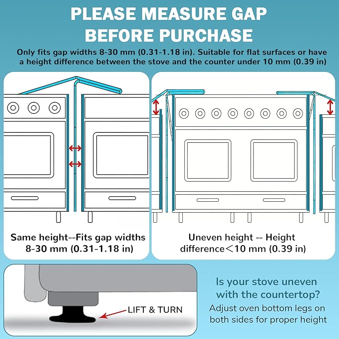 2PCS Kitchen Stove Counter Gap Covers, Stainless Steel Stove Gap Guard, Cooktop Trim Kit, Stove Gap Guards, Oven Gap Filler, Heat Resistant & Effectively Protect Stove Gap Filler(13.8"-27.5" Black)