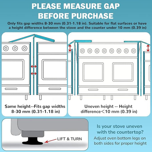 2PCS Kitchen Stove Counter Gap Covers, Stainless Steel Stove Gap Guard, Cooktop Trim Kit, Stove Gap Guards, Oven Gap Filler, Heat Resistant & Effectively Protect Stove Gap Filler(13.8"-27.5" Black)
