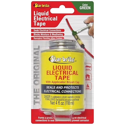 STAR BRITE Liquid Electrical Tape - Superior Adhesion and Flexible Protection for Frayed Cables, Terminals, and Electric Splices