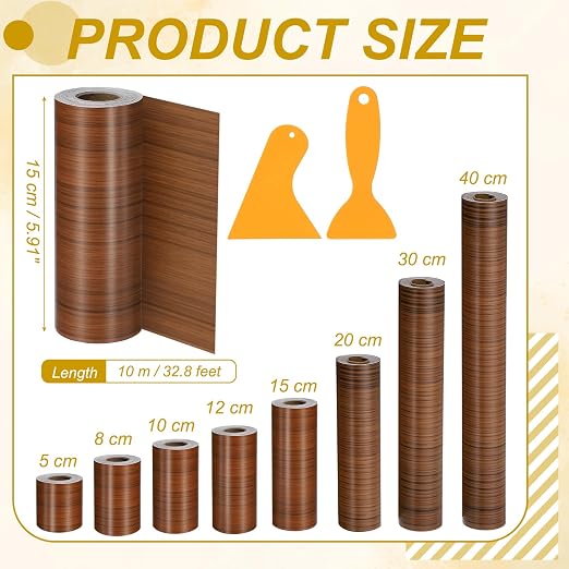 PATIKIL Wood Grain Repair Tape, 6" x 33' Self Adhesive Realistic Wood Tape with Scraper Durable Repair Patch for Furniture Floor Window Door Table DIY Home Decor, Dark Wood Grain