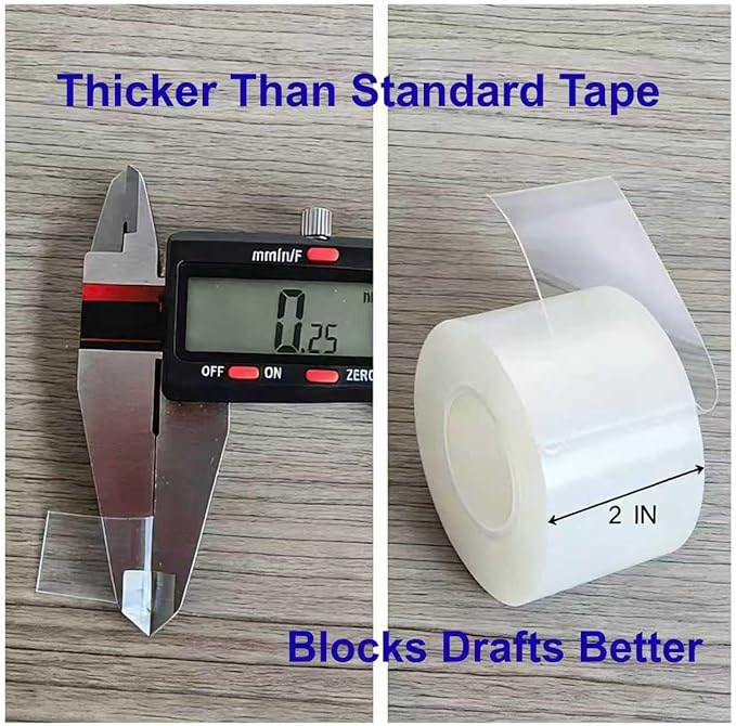 Transparent Window Weather Sealing Tape, 2 Inch x 33 FT No Residual Insulation Tape - Weather Stripping Draft Seal Tape for Doors, AC (25Mil*2IN*33FT)