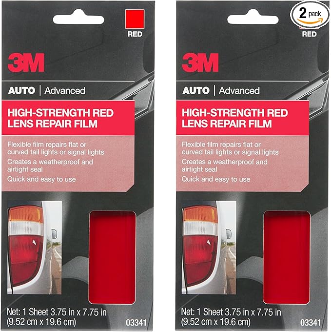 3M Auto High Strength Red Lens Repair Film, 03341, 3.75 in x 7.75 in, 2-Pack