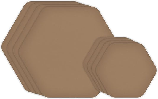 GEAR AID Tenacious Tape Hex – 2.5” & 1.5” Repair Patches (8 Patches: Four 2.5” & Four 1.5”, Coyote) – Peel-and-Stick Outdoor Nylon Fabric to Fix Holes and Burns in Down Jackets, Rain Gear and Tents