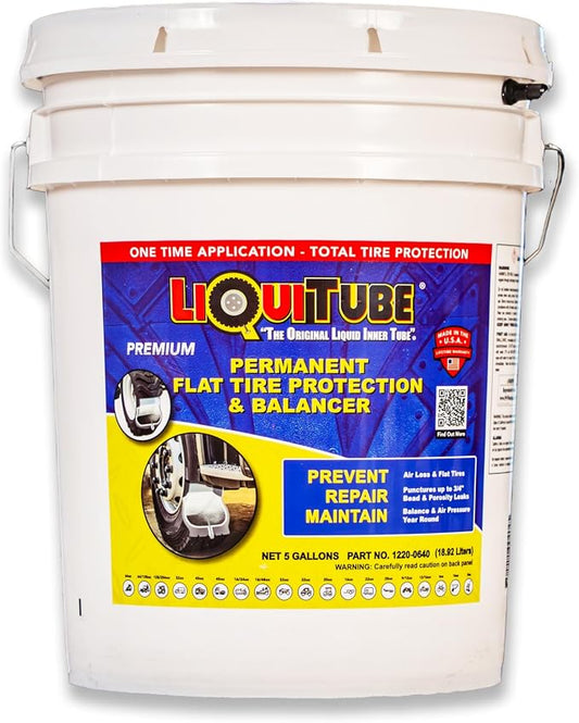 Premium Heavy Duty Tire Sealant - Permanent Flat Tire Protection for Industrial On and Off Road Tires - Maintain Air Pressure, Balance - Seal Up to 3/4"" Punctures and All Slow Leaks (5 Gal)