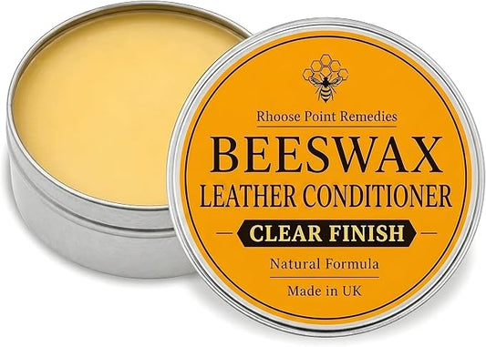 Beeswax Leather Conditioner Restorer & Polish - Hand Poured British Beeswax Balsam CLEANS SEALS and PROTECTS Handcrafted in Wales UK Rich Natural Leather Conditioner and Leather Restorer 3.50 Fl Oz