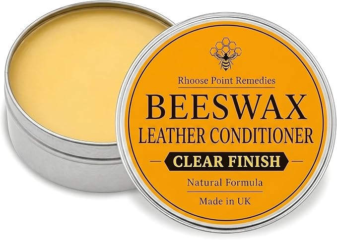 Premium Beeswax Leather Conditioner & Balm – Hand-Poured Natural Restorer for Boots, Bags, Jackets, Furniture, Car Seats & More – Cleans, Conditions & Protects – 1.0 Fl Oz
