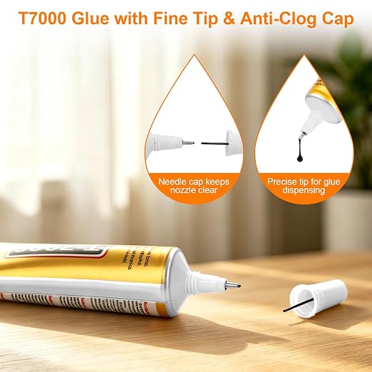 T-7000 Black Adhesive Glue| 2PCS 25 ML T7000 Precision Repairs Adhesive Glue for Phone| High Performance Industrial Glue Waterproof for Speaker Electronics Computer Tablets Screen Craft